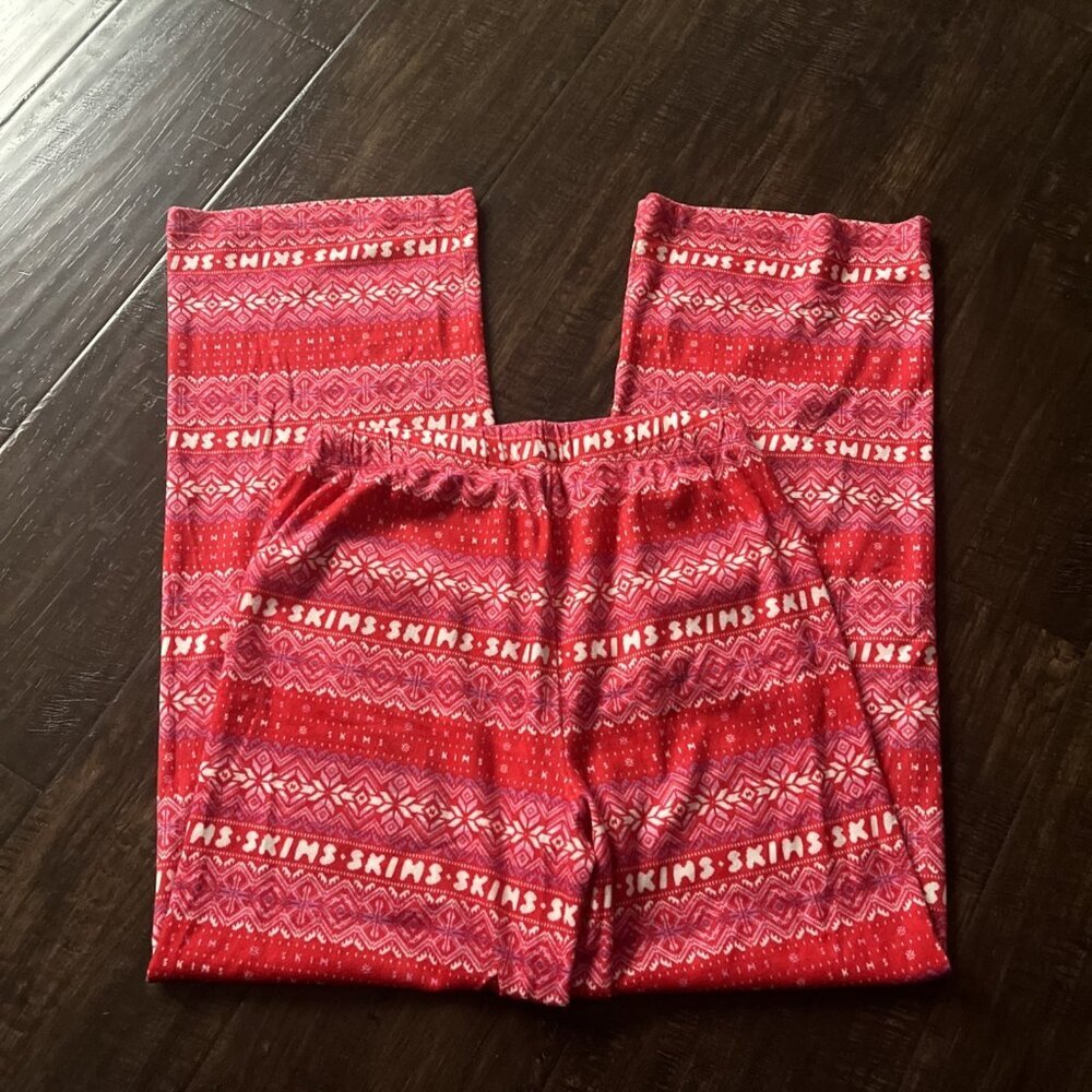 Skims Plush Pointelle Pj Bottoms Logo/Fair Isle Pattern Womens Size S - Picture 4 of 4